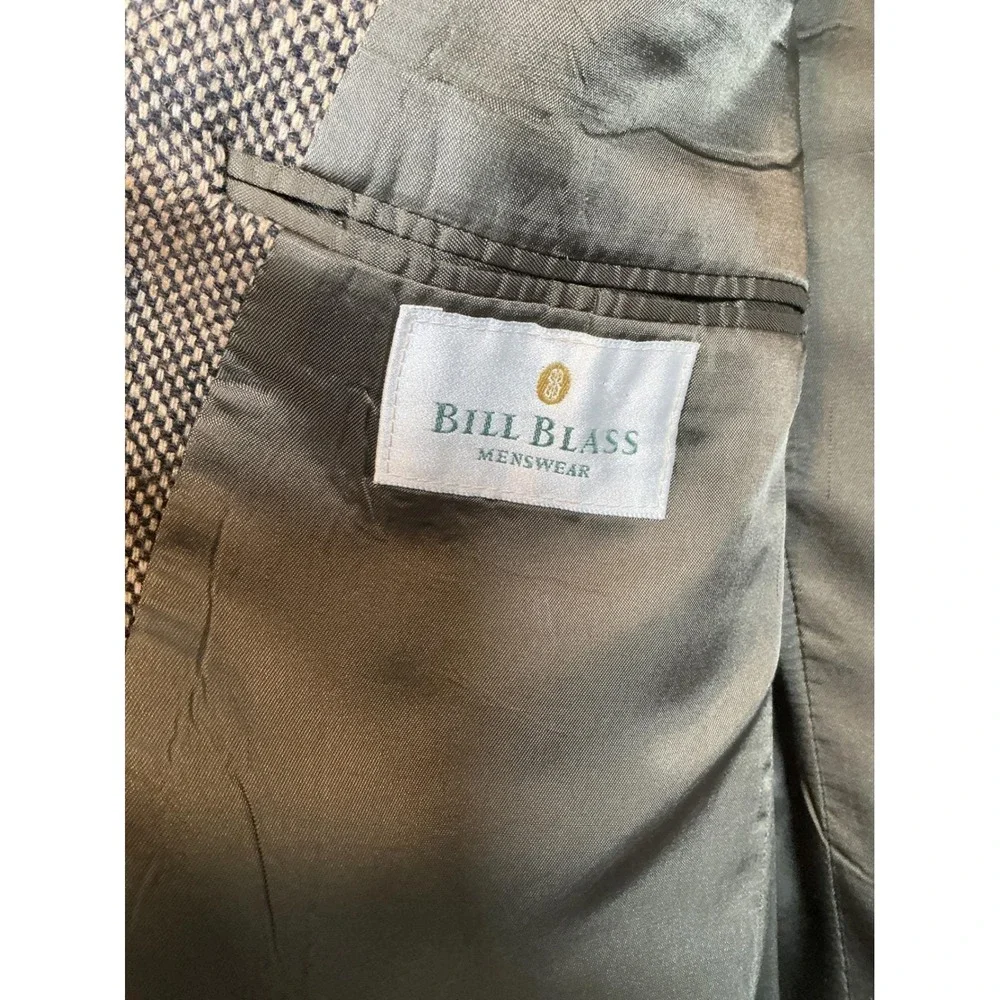 Bill Blass Menswear‎ Lord & Taylor Blazer Tan Black Micro Check Sport Coat Mens
